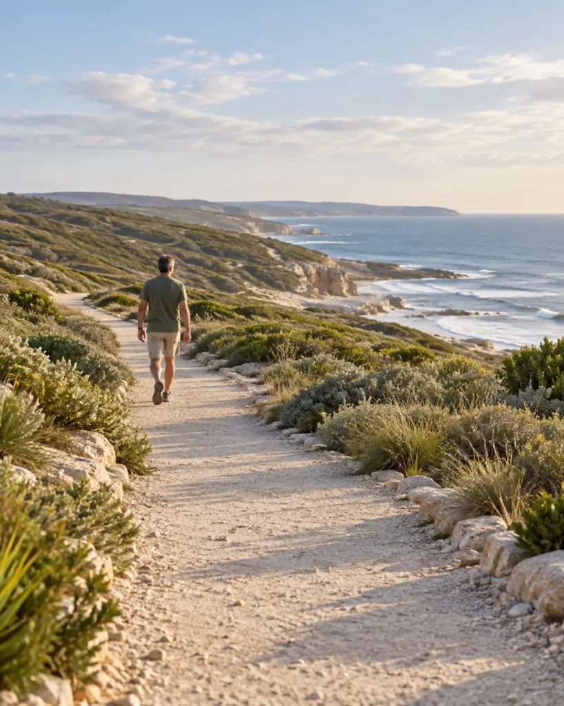 Coast movement with distant walker